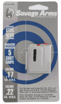 Savage Arms 93, 502, 503 22WMR/17 HMR Factory Stainless Steel Magazine